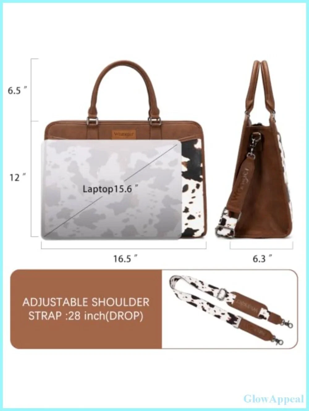 Laptop Tote Bag Fits 15.6 In Vegan Leather Work Bag
